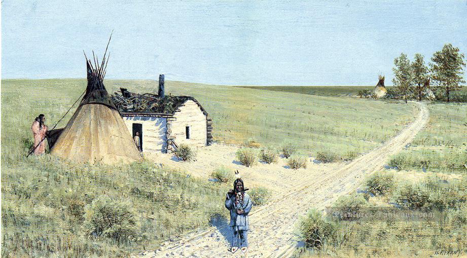 Quête du Fort Totten Trail ouest Amérindien Henry Farny Peintures à l'huile